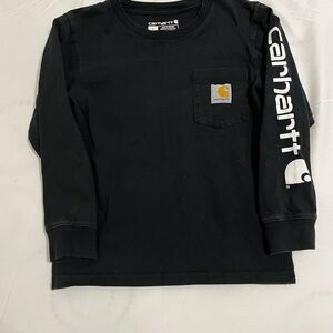 Carhartt Kids Black Long Sleeve Tshirt with Logo Boys Size 7